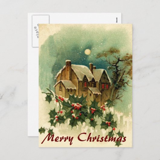 クリスマスの家の郵便はがき シーズンポストカード (正面/裏面)