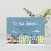 クリスマスの家の雪の日休暇食事招待 シーズンカード (スタンド正面)