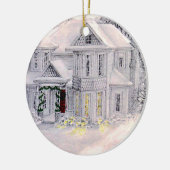 クリスマスの家はハートがオーナメントであるところです セラミックオーナメント (左)