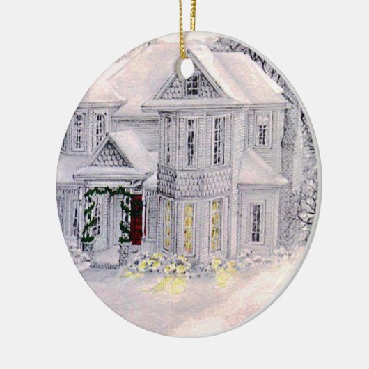 クリスマスの家はハートがオーナメントであるところです セラミックオーナメント (左)