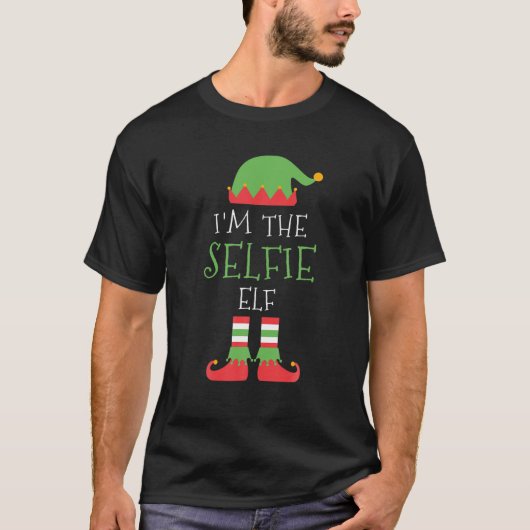 クリスマスの家族おそろいコーデ セルフィーエルフです Tシャツ (正面)