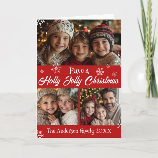 クリスマスの家族すてきの写真コラージュを持つ シーズンカード (正面)