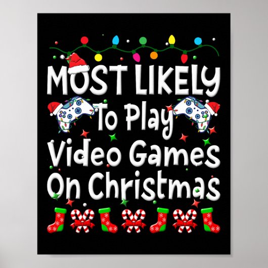 クリスマスの家族でビデオゲームをする可能性が最も高い ポスター (正面)