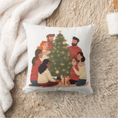 クリスマスの家族と友達のあったかホリデー枕 クッション (ブランケット)