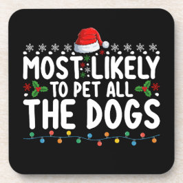 クリスマスの家族に犬をたくさん撫でる可能性が高い コースター