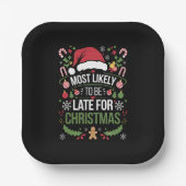 クリスマスの家族に遅れそうなおもしろいい ペーパープレート (正面)