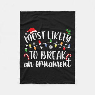 クリスマスの家族のオーナメントを壊しそうである フリースブランケット