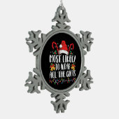 クリスマスの家族のギフトをすべて包む可能性が最も高い スノーフレークピューターオーナメント (左)