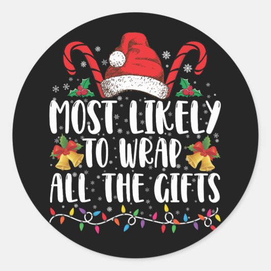 クリスマスの家族のギフトをすべて包む可能性が最も高い ラウンドシール (正面)