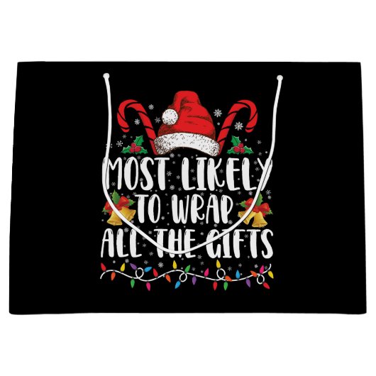 クリスマスの家族のギフトをすべて包む可能性が最も高い ラージペーパーバッグ (正面)