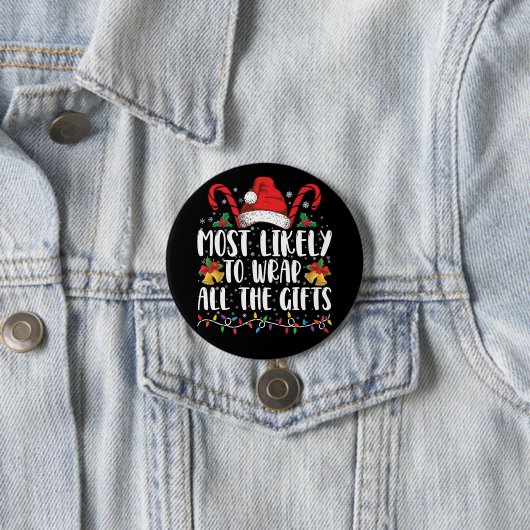 クリスマスの家族のギフトをすべて包む可能性が最も高い 缶バッジ (インサイチュ)