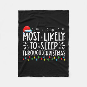 クリスマスの家族のクリスマスを通して眠る可能性がある フリースブランケット