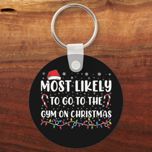 クリスマスの家族のジムに行きそうだ キーホルダー (正面)