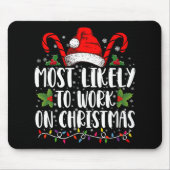 クリスマスの家族のマッチングで働く可能性が最も高い マウスパッド (正面)