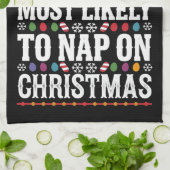 クリスマスの家族のマッチングで昼寝する可能性が最も高い キッチンタオル (折り畳み)