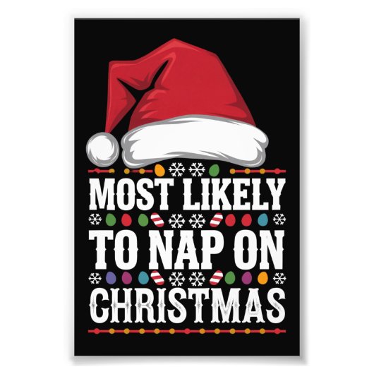 クリスマスの家族のマッチングで昼寝する可能性が最も高い フォトプリント            (正面)