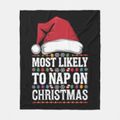 クリスマスの家族のマッチングで昼寝する可能性が最も高い フリースブランケット (正面)