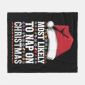 クリスマスの家族のマッチングで昼寝する可能性が最も高い フリースブランケット (正面(横))