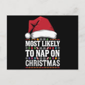 クリスマスの家族のマッチングで昼寝する可能性が最も高い ポストカード (正面)
