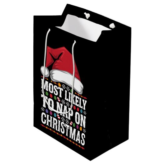 クリスマスの家族のマッチングで昼寝する可能性が最も高い ミディアムペーパーバッグ (正面アングル)