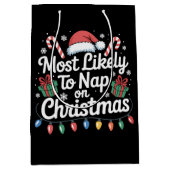 クリスマスの家族のマッチングで昼寝する可能性が最も高い ミディアムペーパーバッグ (正面)