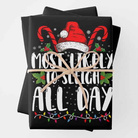 クリスマスの家族の一日を通してそる可能性が最も高い ラッピングペーパーシート (インサイチュ)