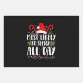 クリスマスの家族の一日を通してそる可能性が最も高い ラッピングペーパーシート (正面)