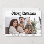 クリスマスの家族の写真のスクリプモダント(緑) シーズンカード (正面)