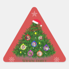 クリスマスの家族の写真ツリーの三角形 三角形シール