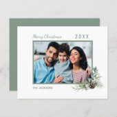 クリスマスの家族の写真モダン白の予算カード (正面/裏面)