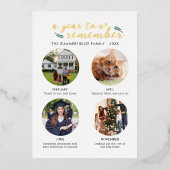 クリスマスの家族の写真年写真 箔シーズンカード (正面)