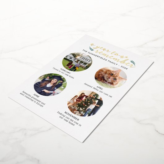 クリスマスの家族の写真年写真 箔シーズンカード (回転した状態)