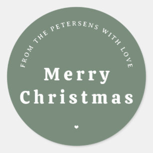 クリスマスの家族の名入れグリーン ラウンドシール