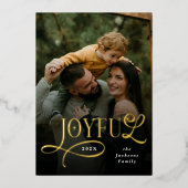 クリスマスの家族の思い出 2枚の写真入りクリスマスカード 箔シーズンカード (正面)