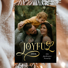 クリスマスの家族の思い出 2枚の写真入りクリスマスカード 箔シーズンカード