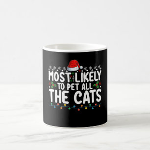 クリスマスの家族の猫たちをペットにするだろう コーヒーマグカップ