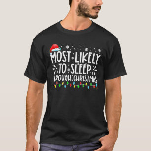 クリスマスの家族の間で眠りそうな Tシャツ