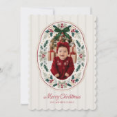 クリスマスの家族カード 2枚の写真 招待状 (正面)