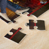 クリスマスの家族写真のおもしろいなヴェロキラプトルの恐竜 ジグソーパズル (側面)