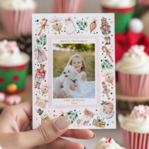 クリスマスの家族写真カード 祝祭 招待状