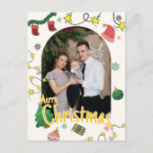 クリスマスの家族写真グリーティングカード シーズンポストカード (正面)