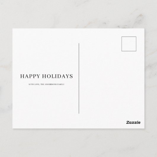 クリスマスの家族写真4人 | ピンクのホリデー ポストカード (裏面)