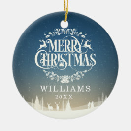 クリスマスの家族写真 セラミックオーナメント