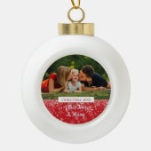 クリスマスの家族写真 セラミックボールオーナメント (正面)