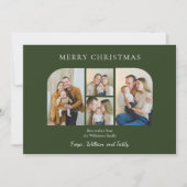 クリスマスの家族写真 ミニマル グリーン シーズンカード (正面)