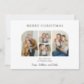 クリスマスの家族写真 ミニマル グリーン シーズンカード (正面)