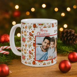 クリスマスの家族写真 赤と白 コーヒーマグカップ