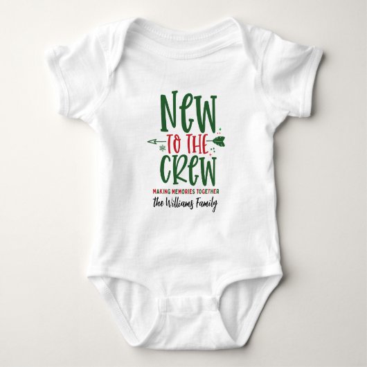 クリスマスの家族Tシャツ クリスマスデビュー ベビーボディスーツ (正面)