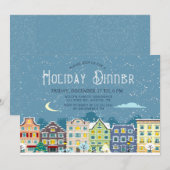 クリスマスの家　雪の日　休日の夕食　ご招待 シーズンカード (正面/裏面)