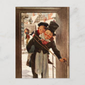 クリスマスの小さいティムおよびボブCratchit シーズンポストカード (正面)